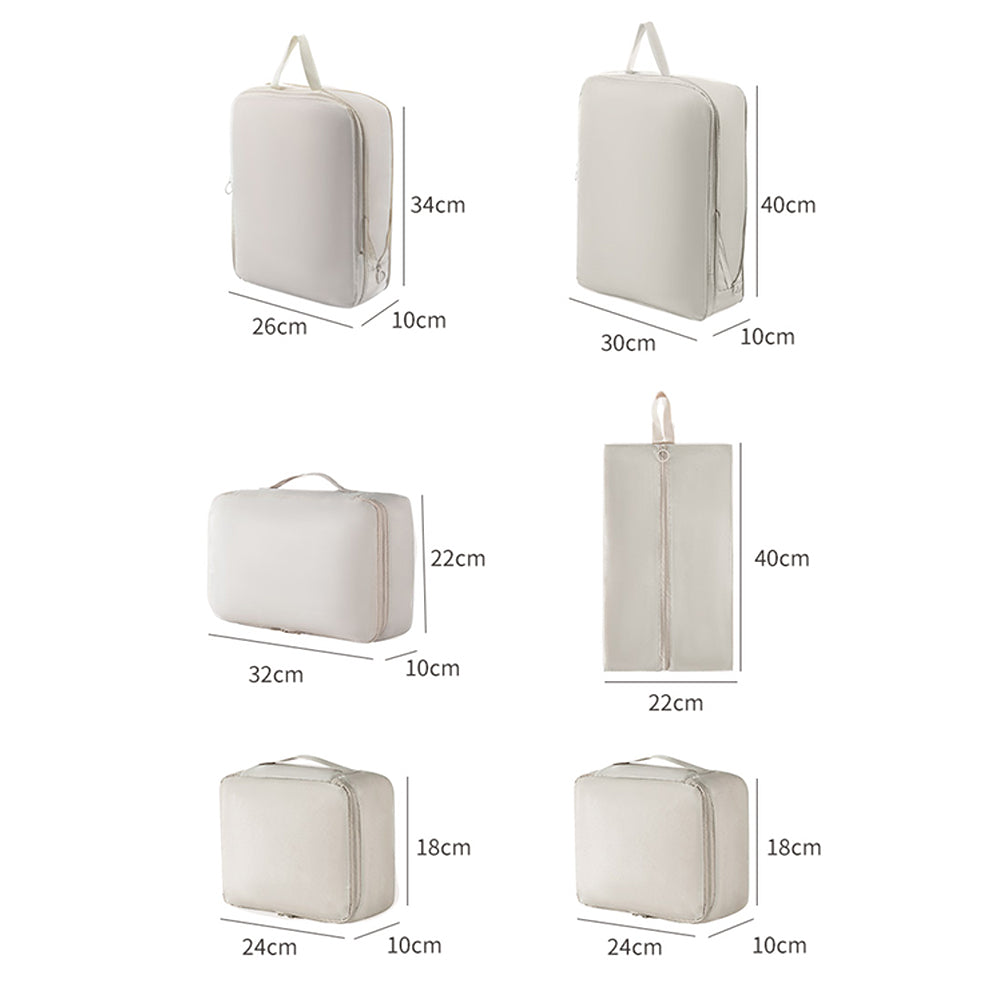 6-Piece Packing Cubes for Travel Lightweight Suitcase Organizer Bags Set Beige