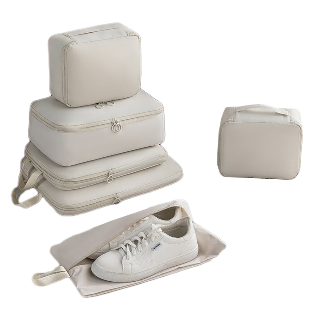 6-Piece Packing Cubes for Travel Lightweight Suitcase Organizer Bags Set Beige
