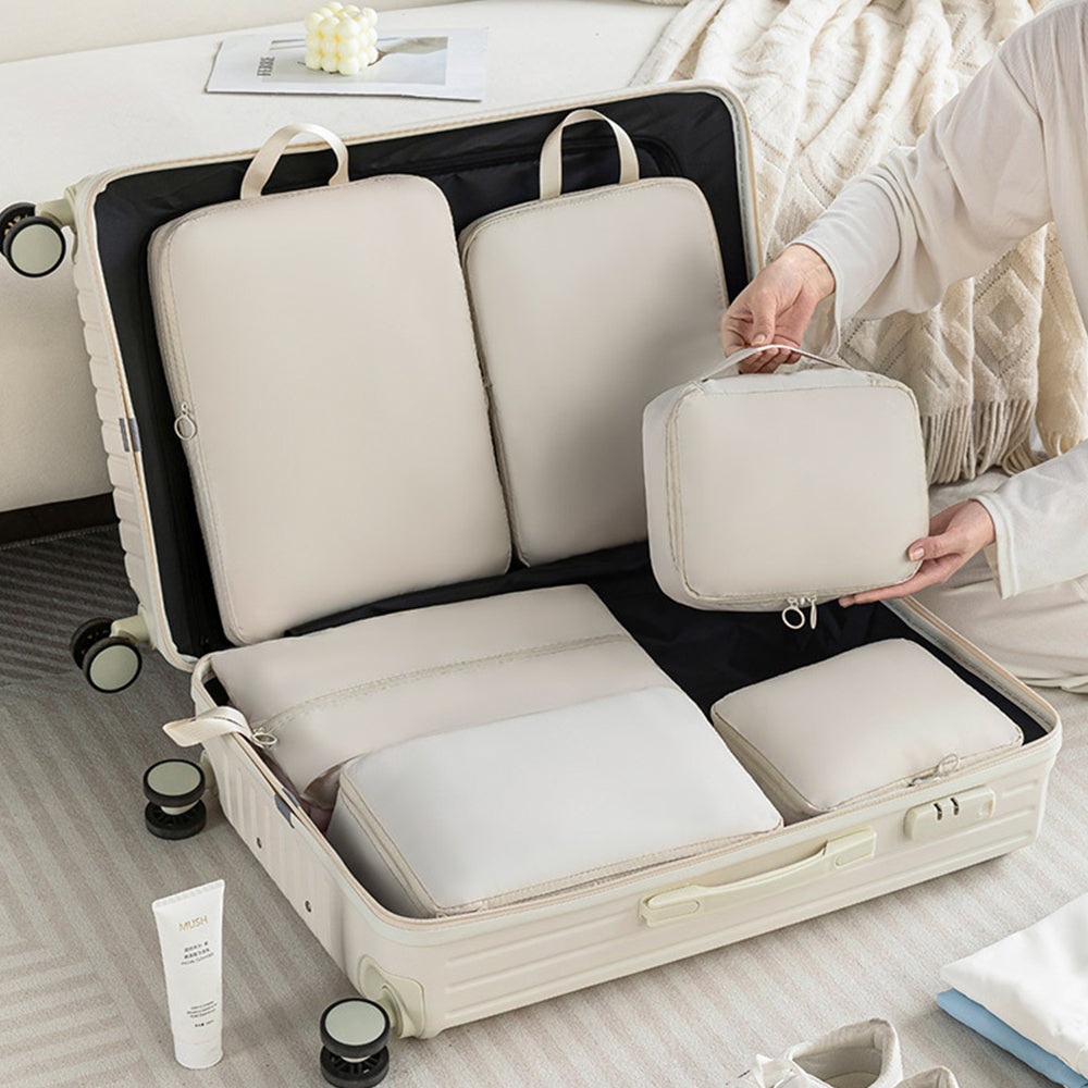 6-Piece Packing Cubes for Travel Lightweight Suitcase Organizer Bags Set Beige