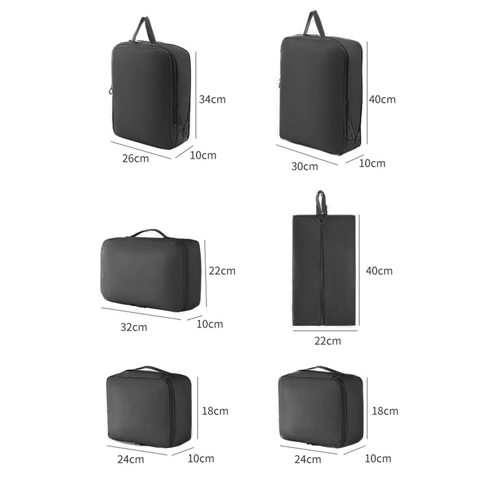 6-Piece Packing Cubes for Travel Lightweight Suitcase Organizer Bags Set Black