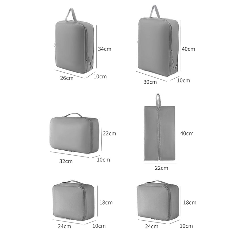 6-Piece Packing Cubes for Travel Lightweight Suitcase Organizer Bags Set Grey