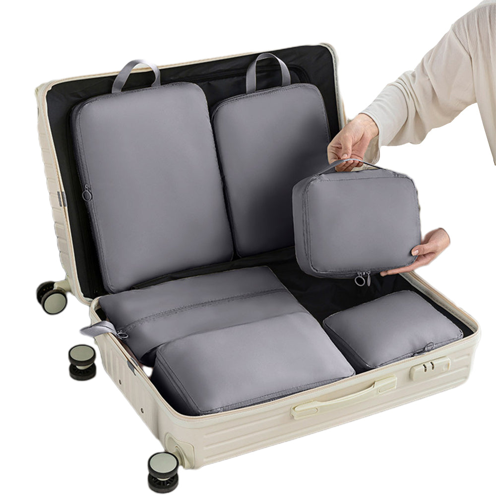 6-Piece Packing Cubes for Travel Lightweight Suitcase Organizer Bags Set Grey
