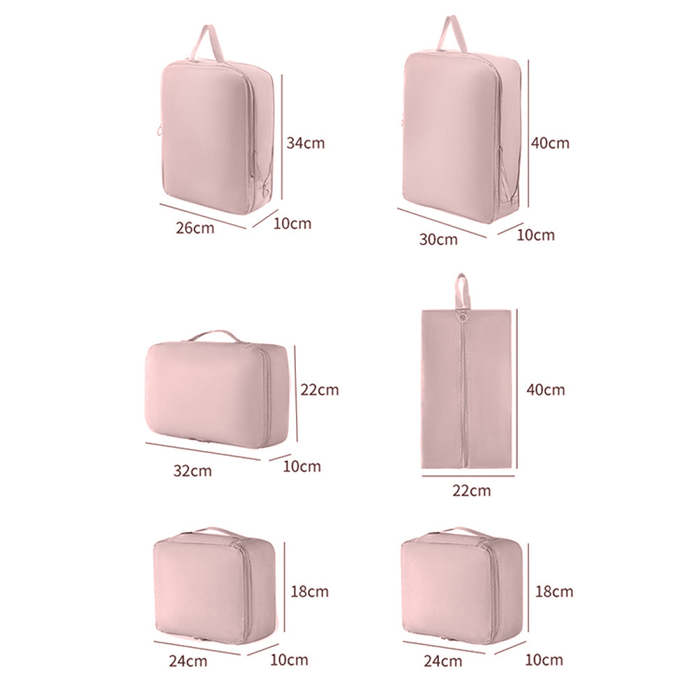 6-Piece Packing Cubes for Travel Lightweight Suitcase Organizer Bags Set Pink