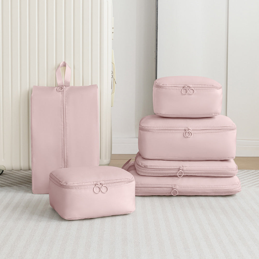 6-Piece Packing Cubes for Travel Lightweight Suitcase Organizer Bags Set Pink