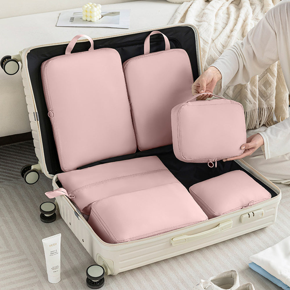 6-Piece Packing Cubes for Travel Lightweight Suitcase Organizer Bags Set Pink