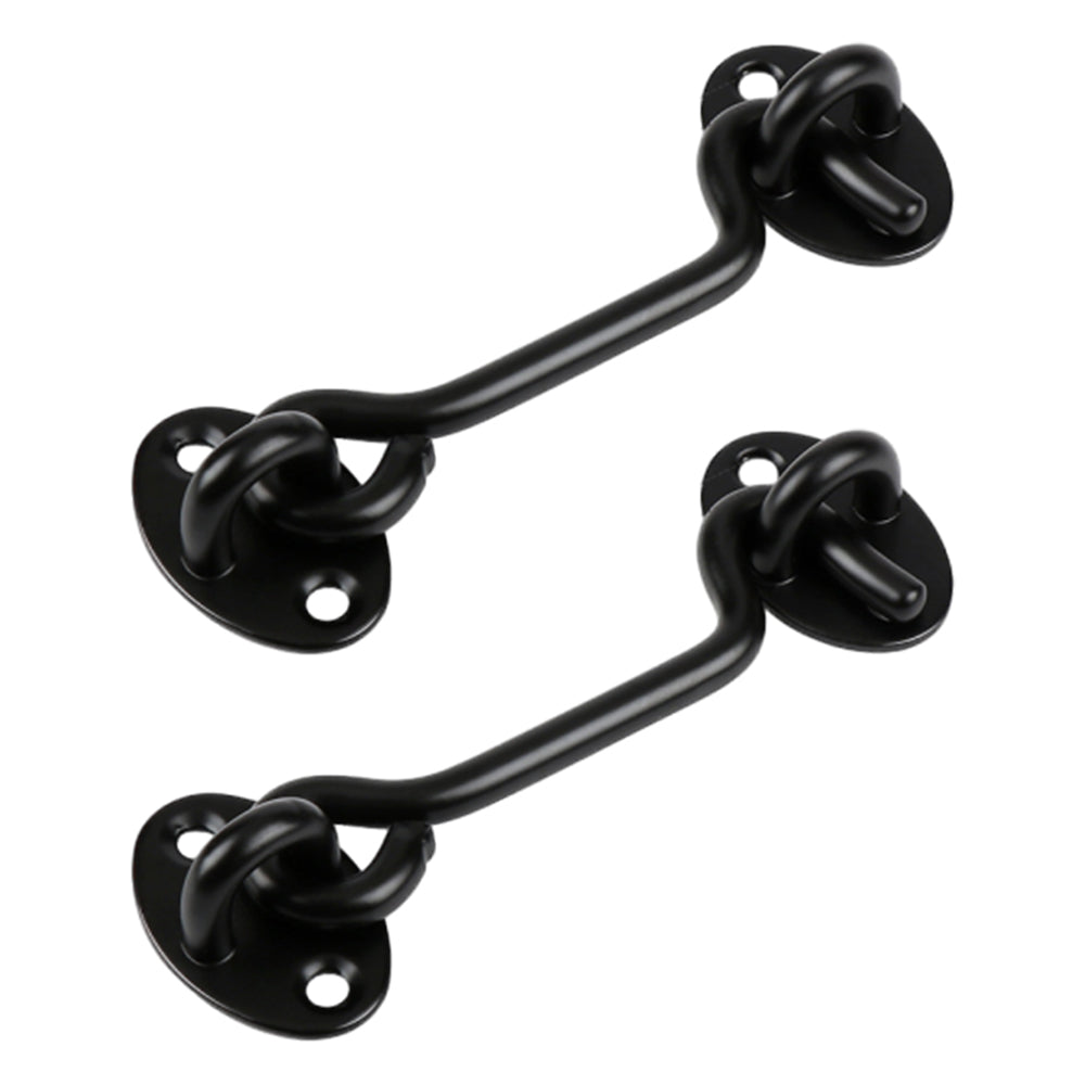 2Pcs 4inch Cabin Hook Eye Latch Shed Gate Hook Window Barn Door Latch Black