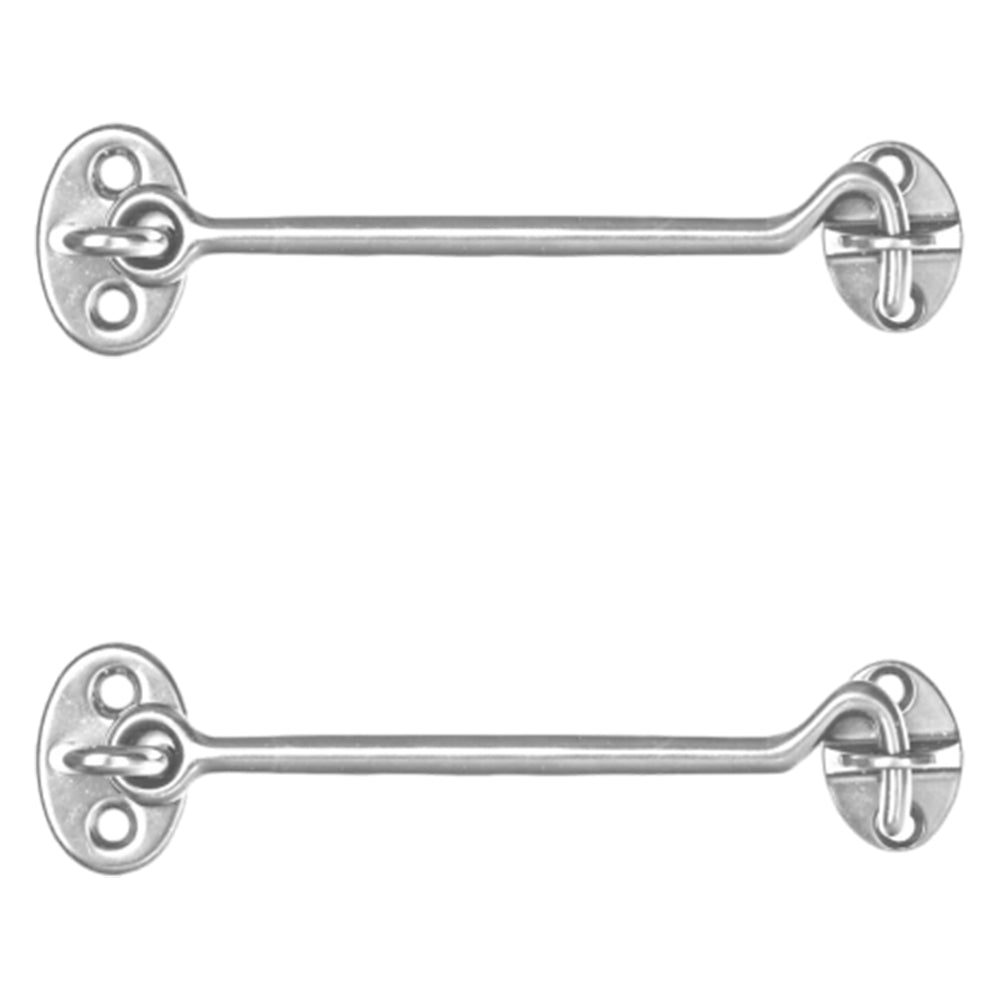 2Pcs 6inch Cabin Hook Eye Latch Shed Gate Hook Window Barn Door Latch Silver