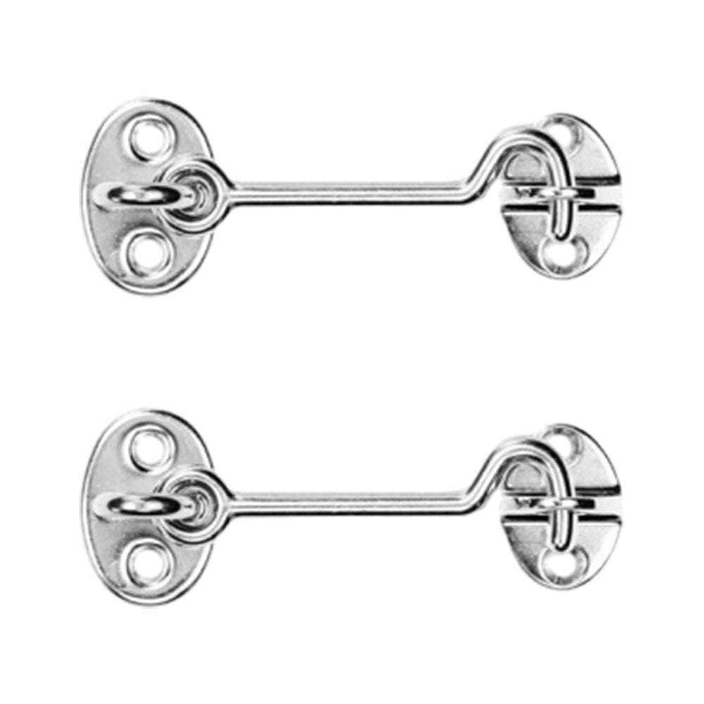 2Pcs 4inch Cabin Hook Eye Latch Shed Gate Hook Window Barn Door Latch Silver