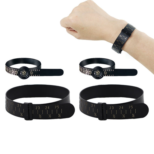 4Pcs Ring and Bracelet Sizer Measuring Tool Gauge with Magnifying Function Black