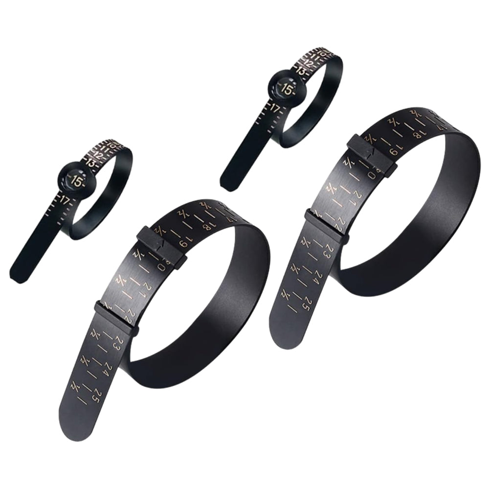 4Pcs Ring and Bracelet Sizer Measuring Tool Gauge with Magnifying Function Black