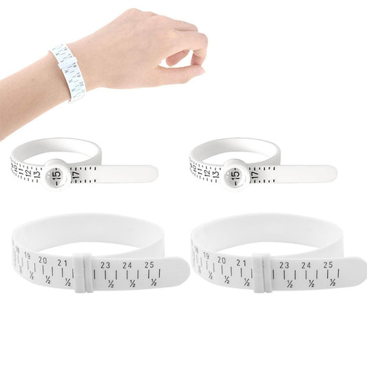4Pcs Ring and Bracelet Sizer Measuring Tool Gauge with Magnifying Function White