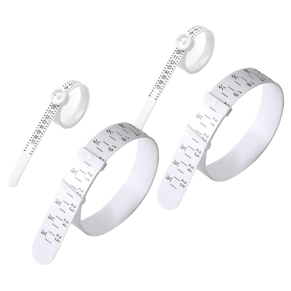 4Pcs Ring and Bracelet Sizer Measuring Tool Gauge with Magnifying Function White