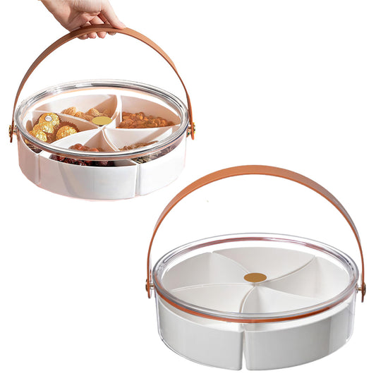 Divided Serving Tray with Lid and Handle Snack Platter Organizer Snackle Box