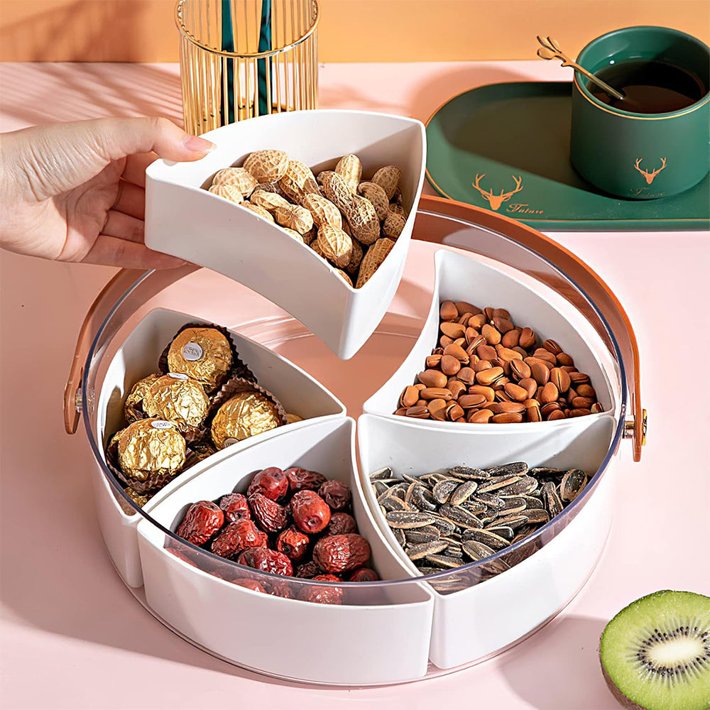 Divided Serving Tray with Lid and Handle Snack Platter Organizer Snackle Box