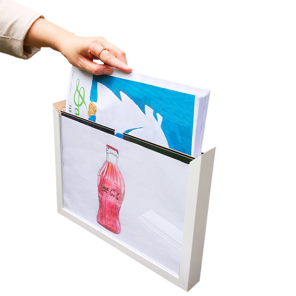 Magnetic Art Frames Art Poster Wooden Artwork Display Hold 100 Pictures White