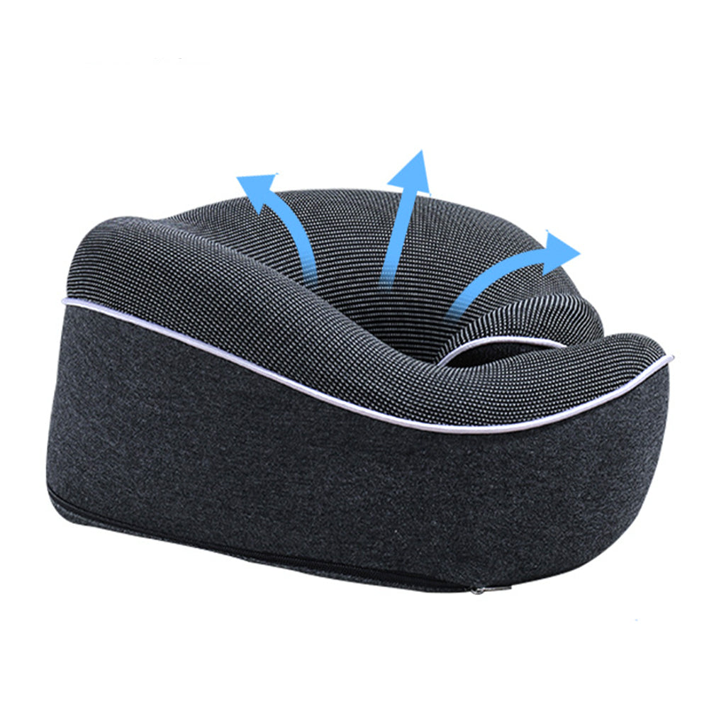 Memory Foam Soft U Shaped Neck Pillow Travel Support Headrest Dark Grey