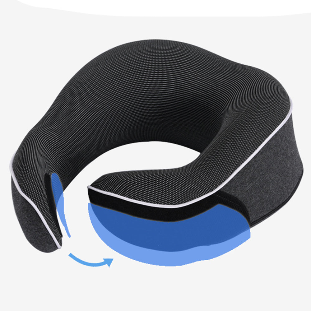 Memory Foam Soft U Shaped Neck Pillow Travel Support Headrest Dark Grey