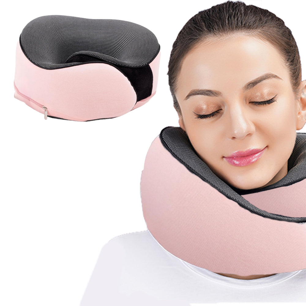 Memory Foam Soft U Shaped Neck Pillow Travel Support Headrest Pink