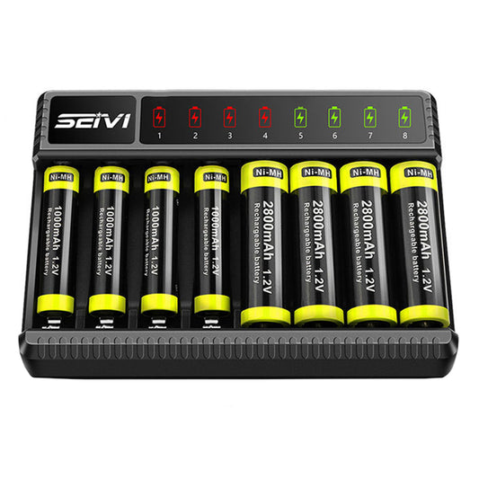 8 Slot Smart Battery Charger LED Display for AA AAA NiMH Rechargeable Batteries