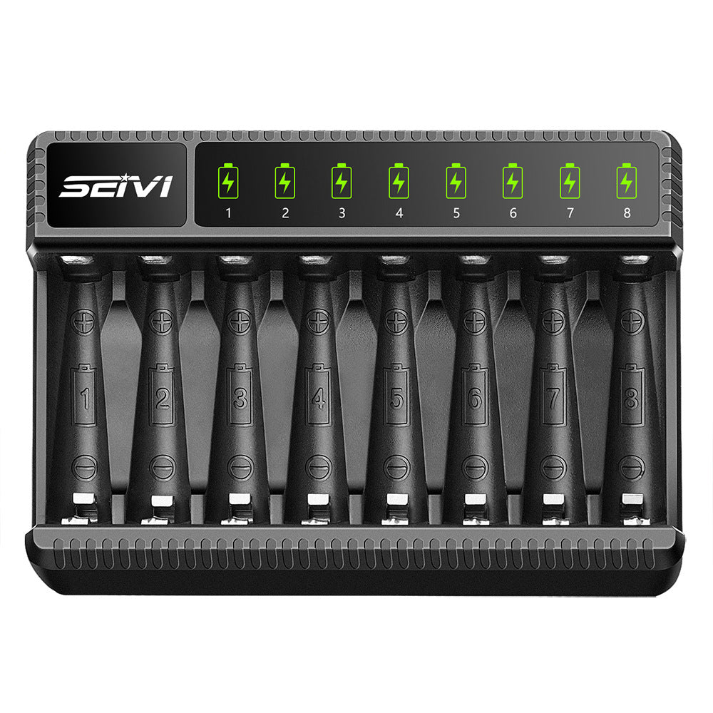 2Pcs 8 Slot Battery Charger LED Display for AA AAA NiMH Rechargeable Batteries