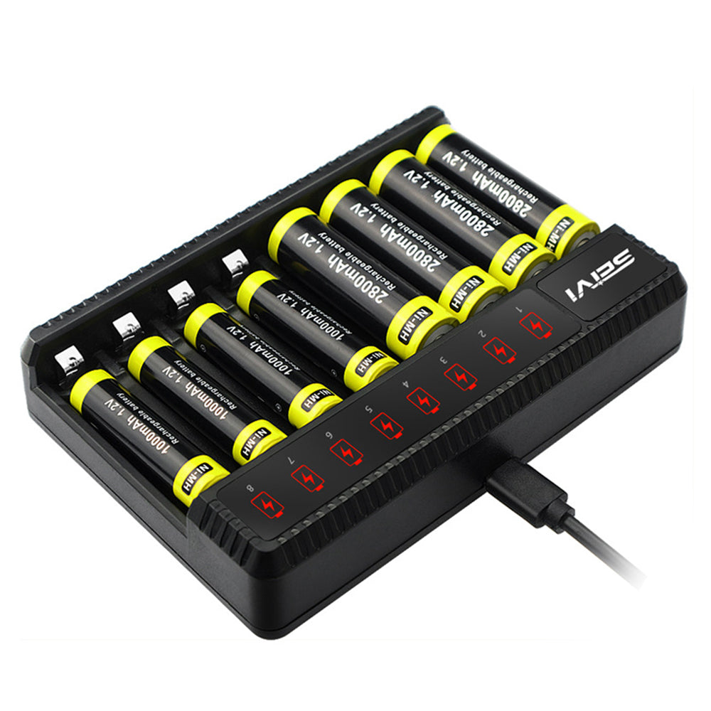 2Pcs 8 Slot Battery Charger LED Display for AA AAA NiMH Rechargeable Batteries