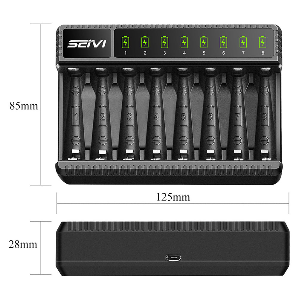 2Pcs 8 Slot Battery Charger LED Display for AA AAA NiMH Rechargeable Batteries