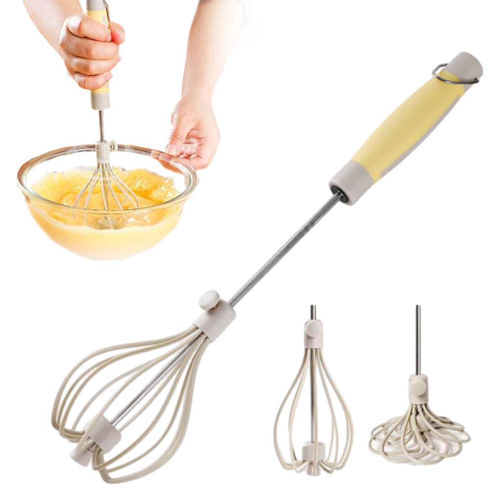 Stainless Steel Semi-Automatic Egg Beater Tool Hand Push Blender Whisk Mixer