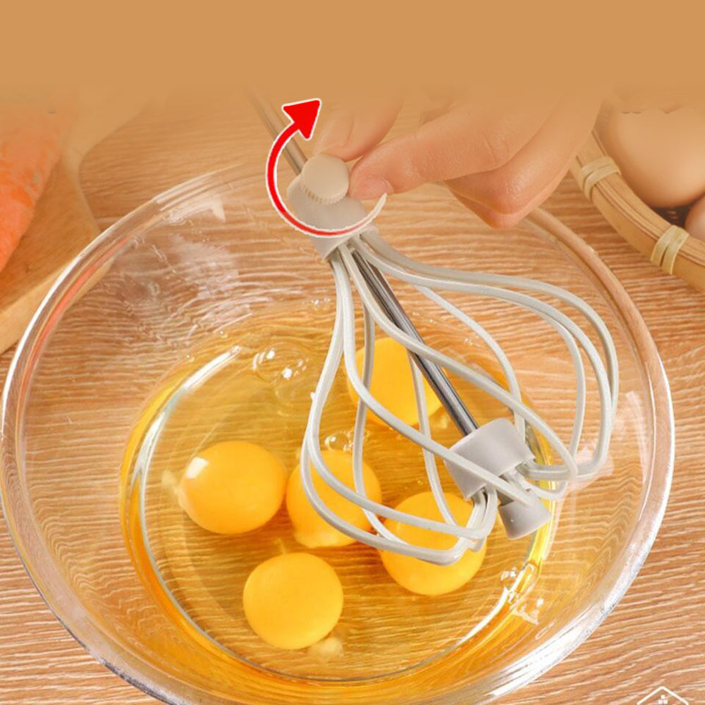 2Pcs Stainless Steel Semi-Automatic Egg Beater Hand Push Blender Whisk Mixer