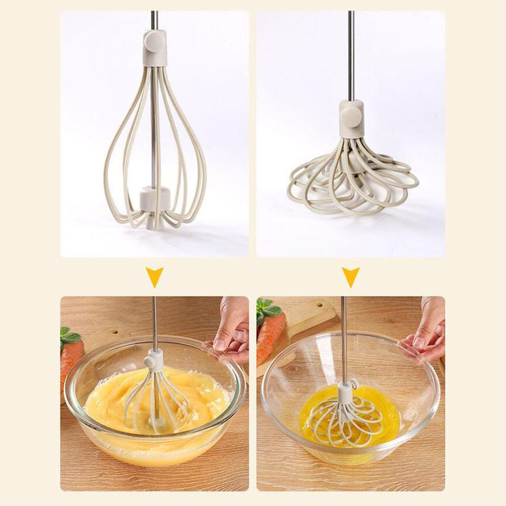 2Pcs Stainless Steel Semi-Automatic Egg Beater Hand Push Blender Whisk Mixer