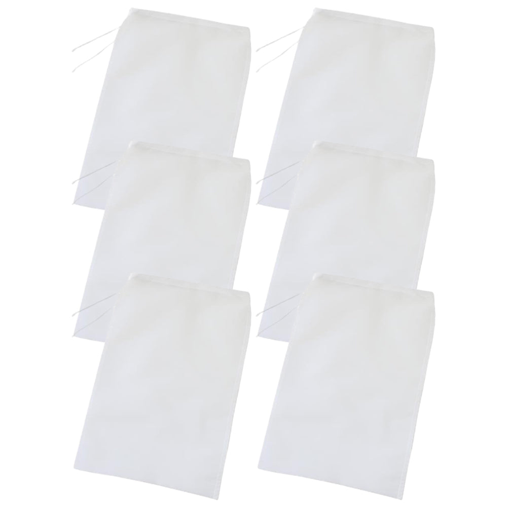 6Pcs 20x30cm Straining Mesh Bags Reusable Drawstring Filter Bag Food Strainer