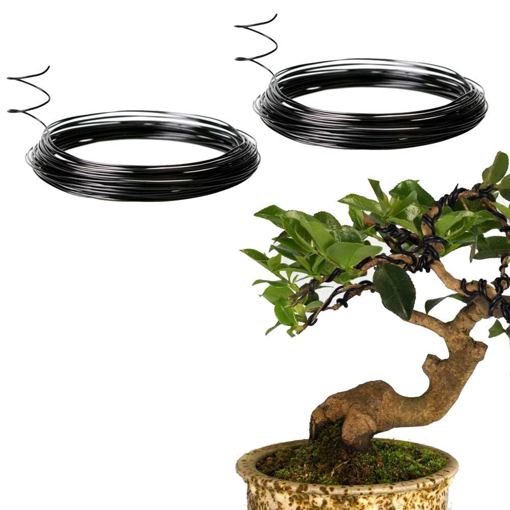 2 Roll 5m Bonsai Aluminium Wire Plants Styling Training Wire Fastener Tool Black