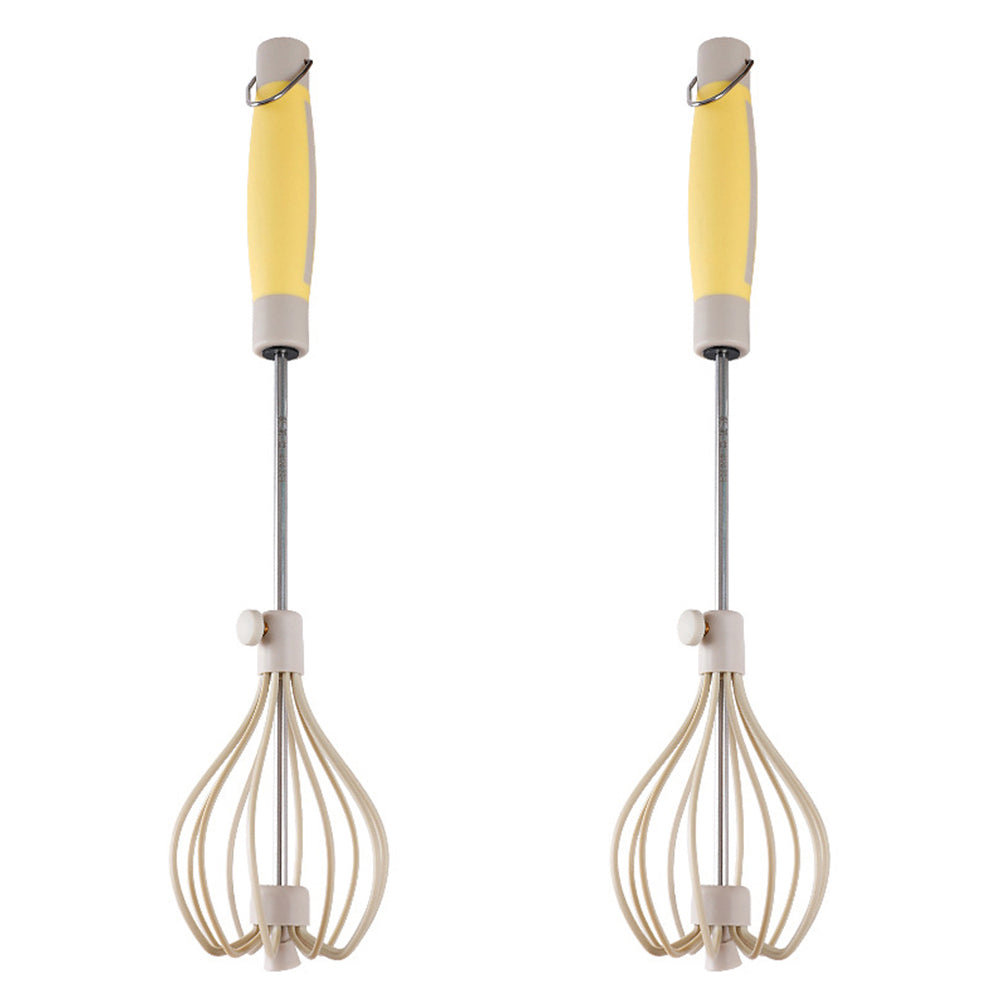 2Pcs Stainless Steel Semi-Automatic Egg Beater Hand Push Blender Whisk Mixer