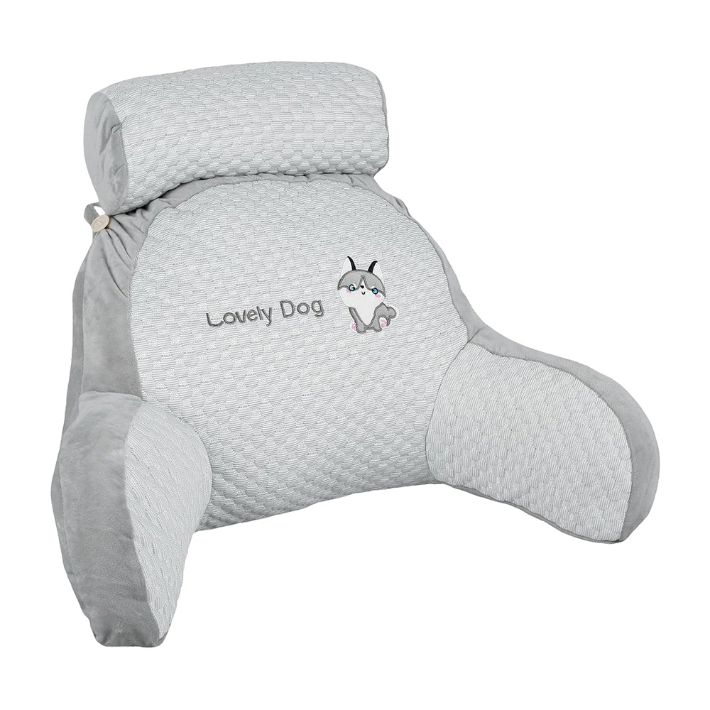 Bed Backrest Reading Pillow Neck Lumbar Support Seat Cushion with Arms Dog