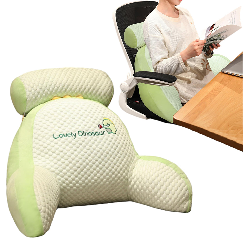 Bed Backrest Reading Pillow Neck Lumbar Support Seat Cushion with Arms Dinosaur