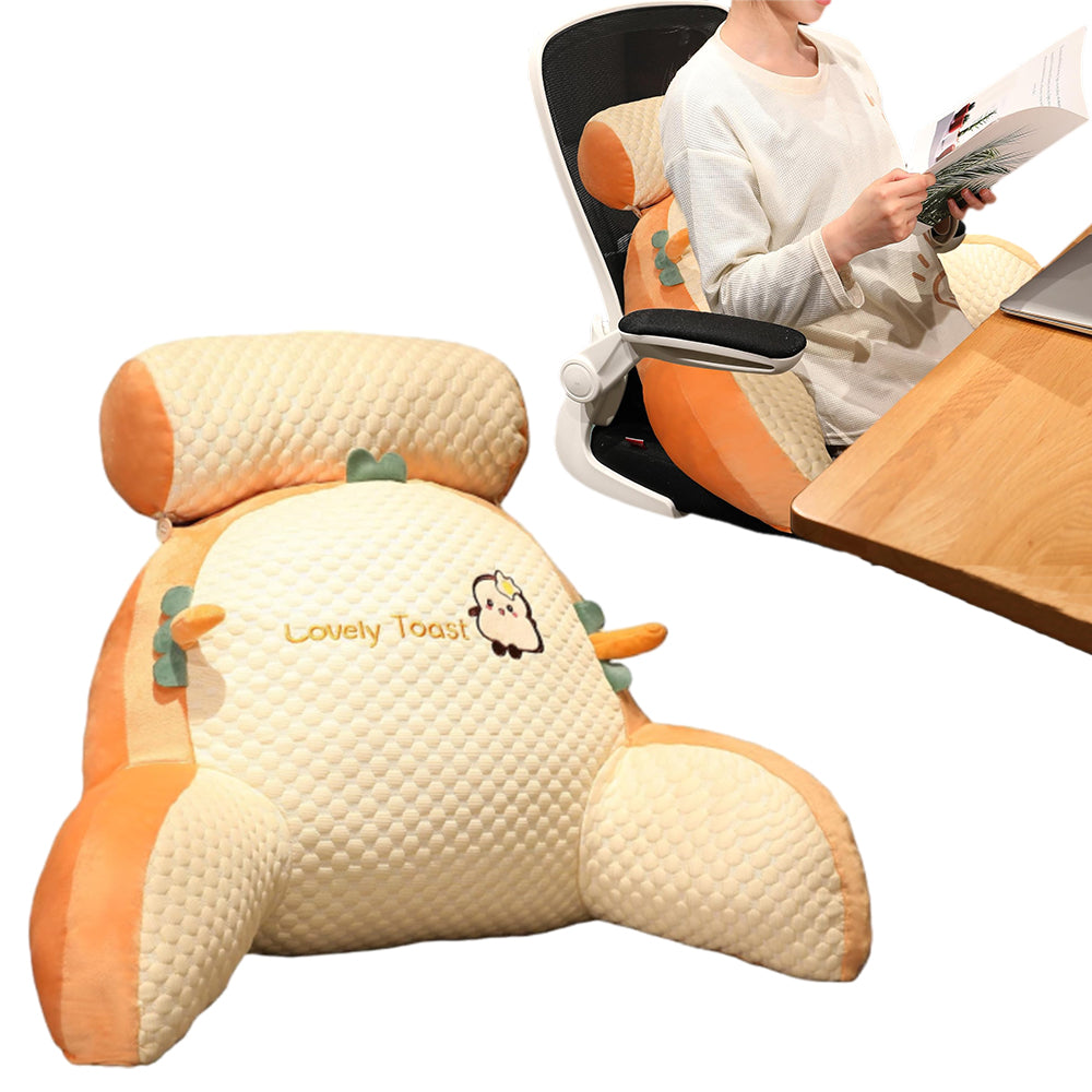Bed Backrest Reading Pillow Neck Lumbar Support Seat Cushion with Arms Toast