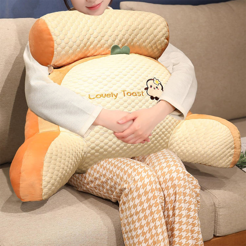 Bed Backrest Reading Pillow Neck Lumbar Support Seat Cushion with Arms Toast