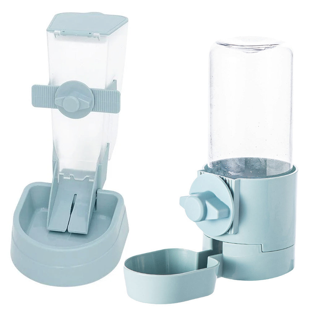 Automatic Pet Food Dispenser Cage Hanging Pet Feeder Water Food Bowl Light Blue