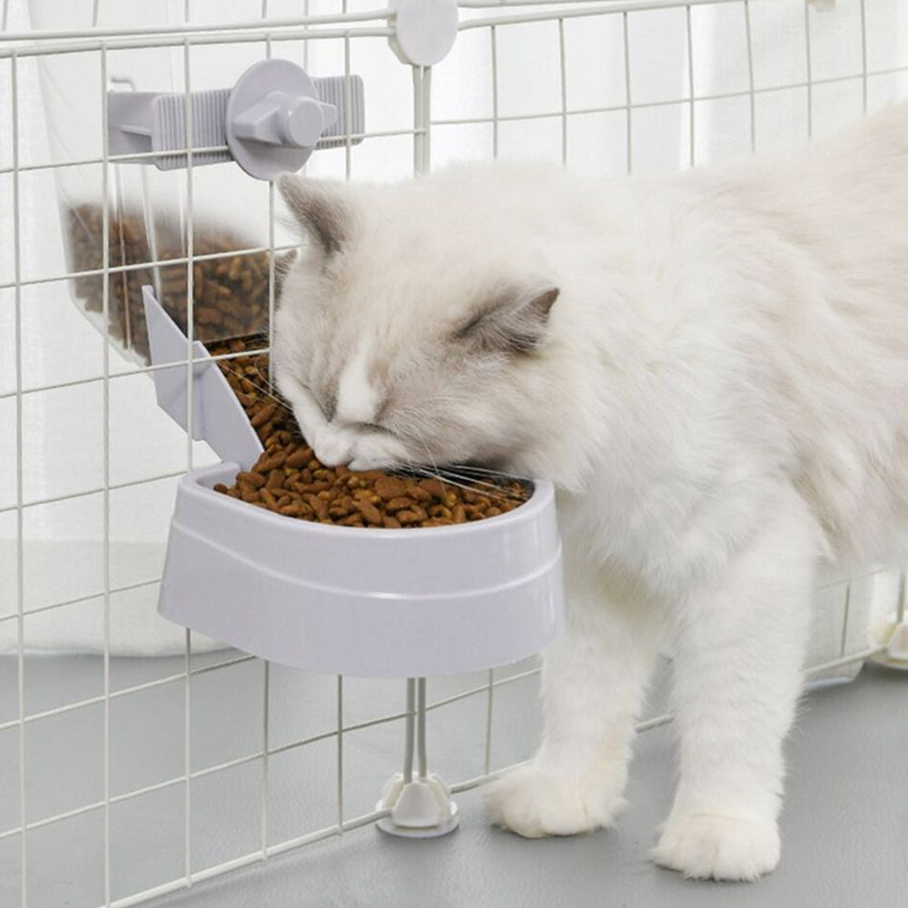 Automatic Pet Food Dispenser Cage Hanging Pet Feeder Water Food Bowl Purple