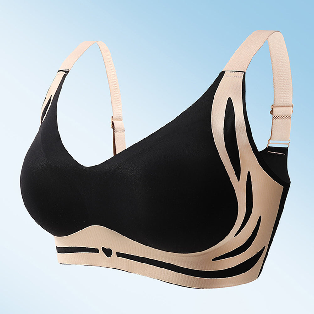 2Pcs Super Gather Bra Lifting Anti-Sagging Wireless Push Up Bra Black White M