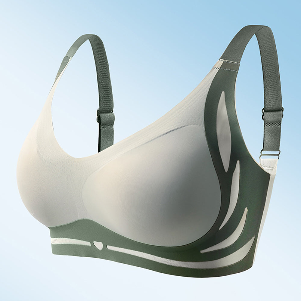 2Pcs Super Gather Bra Lifting Anti-Sagging Wireless Push Up Bra Blue Green XL