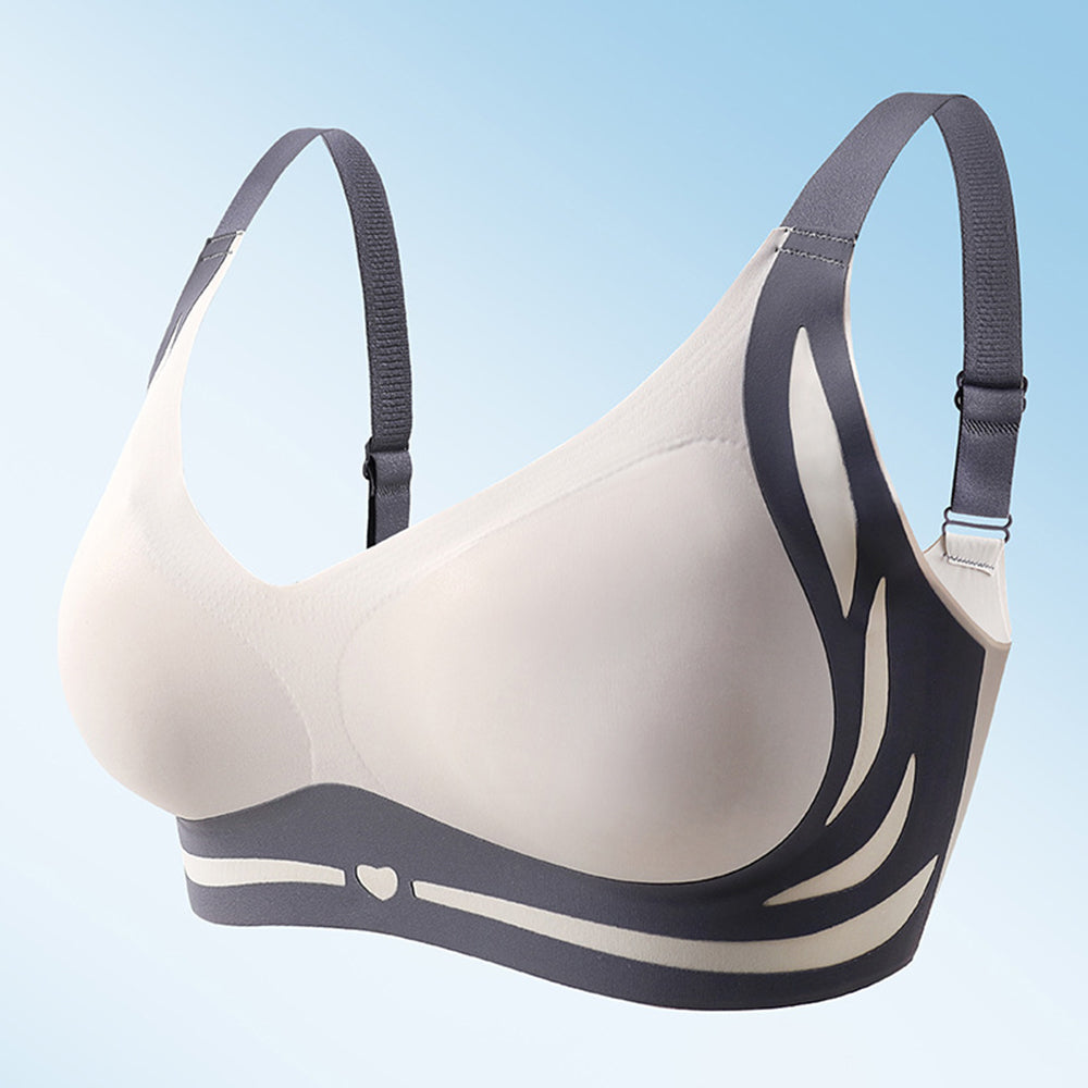 2Pcs Super Gather Bra Lifting Anti-Sagging Wireless Push Up Bra Blue Green XL