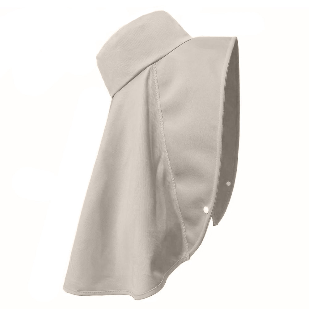 Sun Protection Wide Brim Hat Outdoor Beach Sun Hat Neck Flap Face Mask Cap Beige