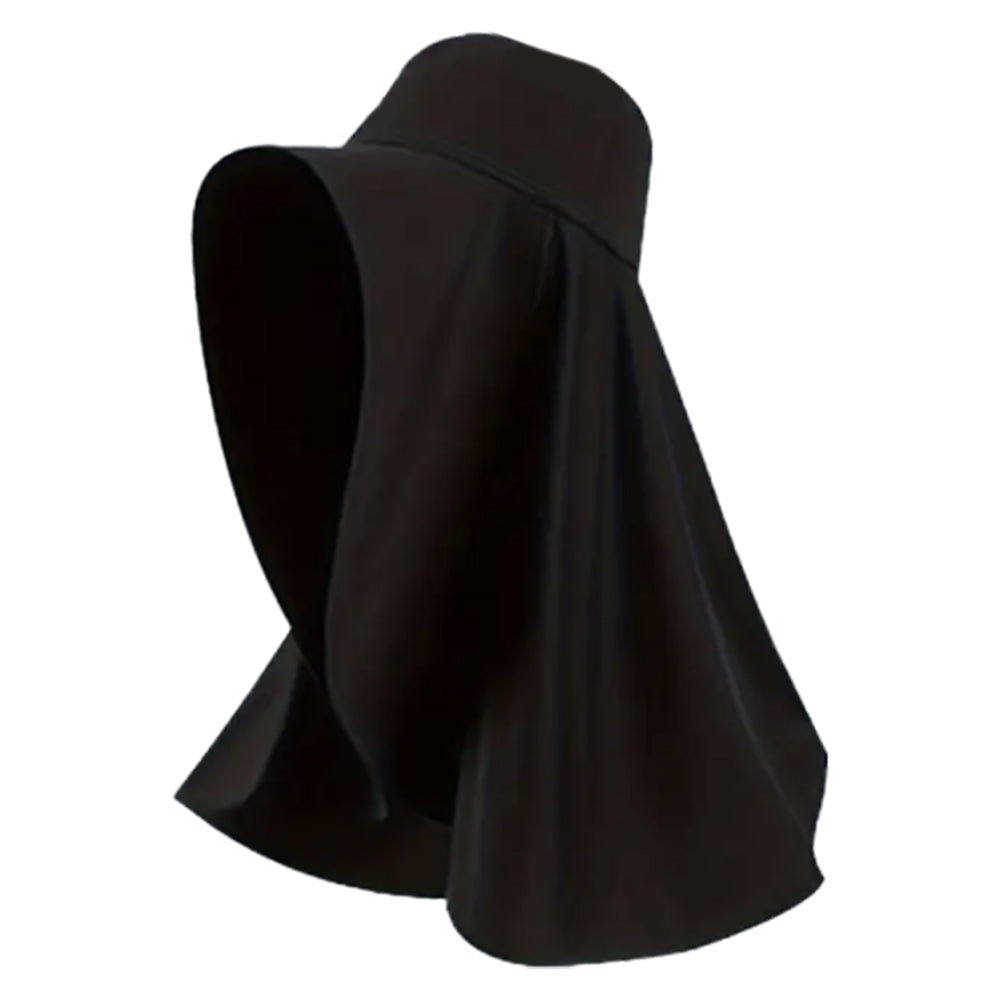 Sun Protection Wide Brim Hat Outdoor Beach Sun Hat Neck Flap Face Mask Cap Black
