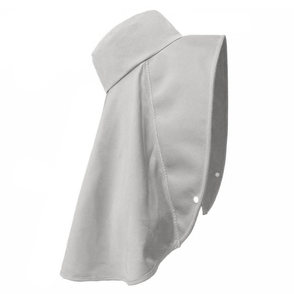 Sun Protection Wide Brim Hat Outdoor Beach Sun Hat Neck Flap Face Mask Cap Grey