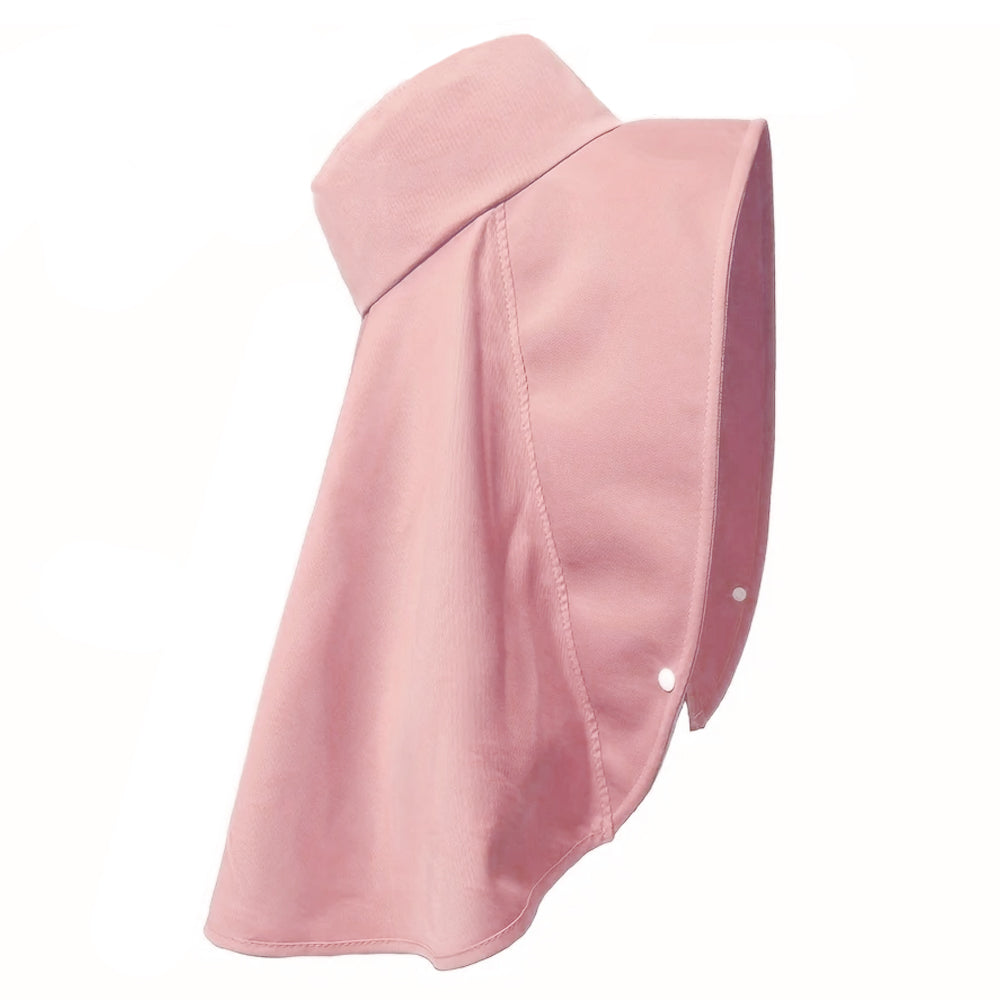 Sun Protection Wide Brim Hat Outdoor Beach Sun Hat Neck Flap Face Mask Cap Pink