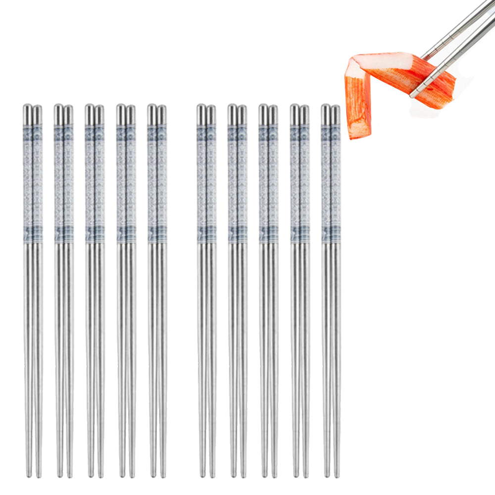 10 Pairs Stainless Steel Chopsticks Anti Slip Chopsticks Reusable Cutlery ST1
