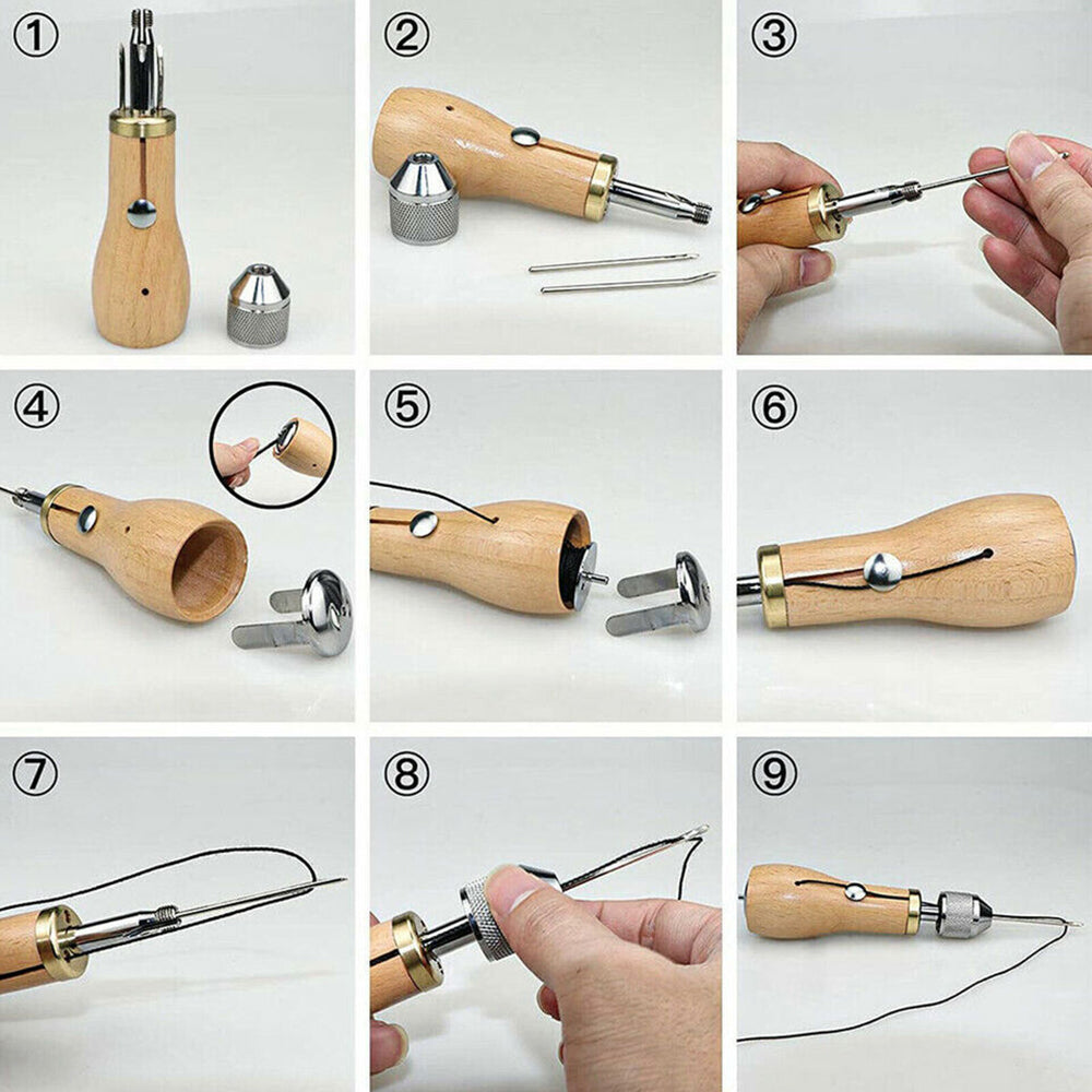 6Pcs Speedy Stitcher Sewing Awl Thread Needle Tools Kit Repair Tool For Leather