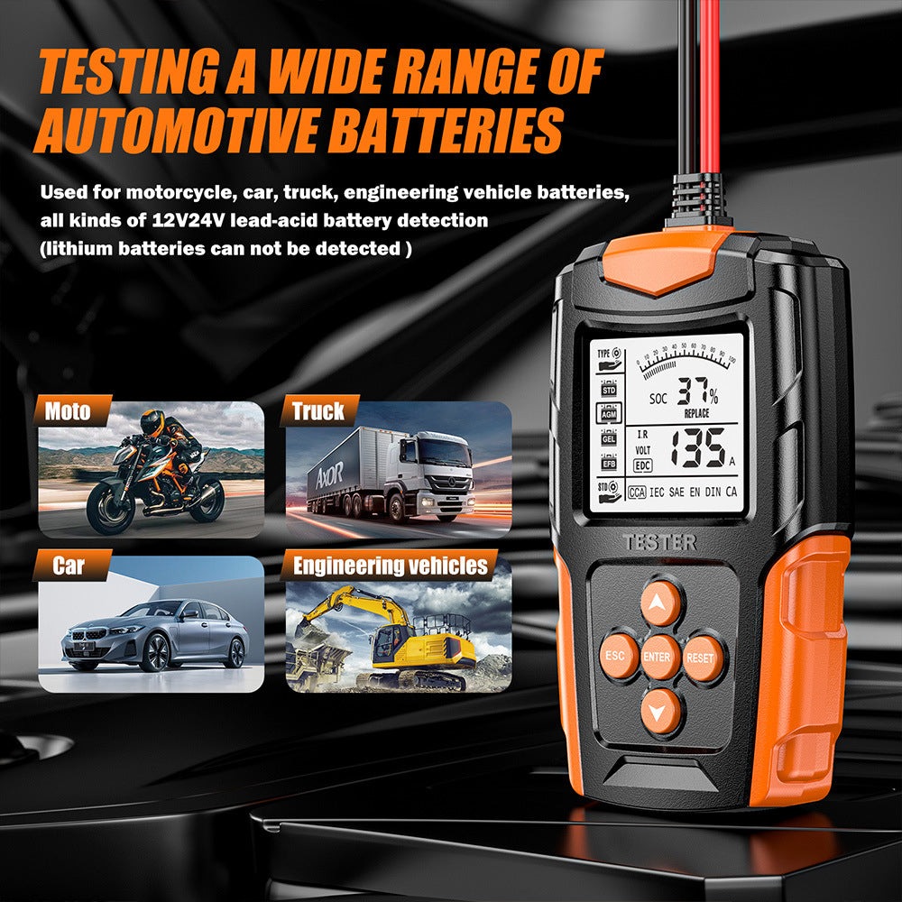 Car Battery Tester 12V 24V Wet Battery Analyzer Charging Diagnostic Test