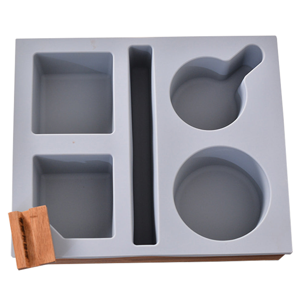 Couch Cup Holder Tray Silicone Bamboo Couch Caddy Rotatable Phone Holder Grey