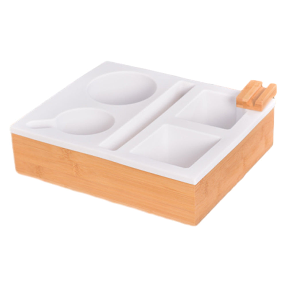 Couch Cup Holder Tray Silicone Bamboo Couch Caddy Rotatable Phone Holder White